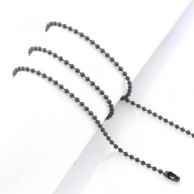 Kugle kæde, sort stål, 2,4 mm bred (vælg længde)