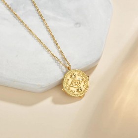 Coin med Horus øje, inkl 2 mm bred kæde (45 cm lang)