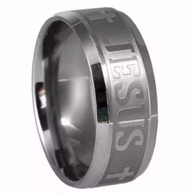 8 mm tyk jesus ring i sølv/stål
