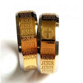 8 mm tyk jesus ring i stål/guld