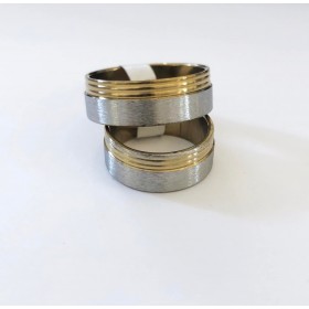 9 mm tykke stålringe ringe med linjer i guld